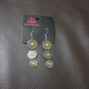 Silver earrings with yellow stone